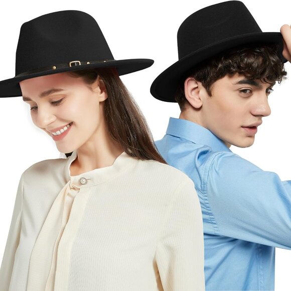 Fedora Hats for Men & Women Wide Brim Fedora Felt Panama Hat Men's Dress Hats wi - Picture 5 of 6